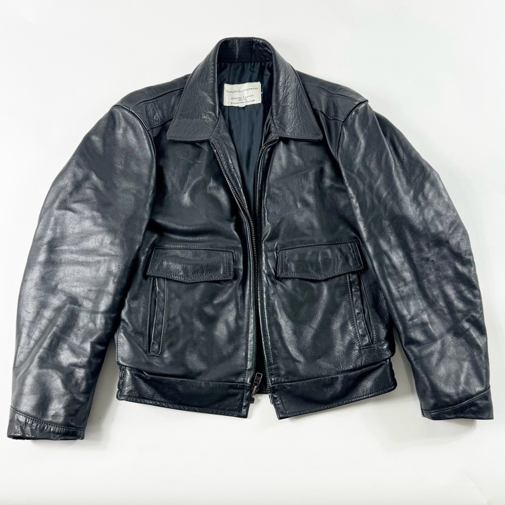 🪩270. Police Bomber Leather Jacket Taylors Leatherwear Motorcycle 42L Thinsulate